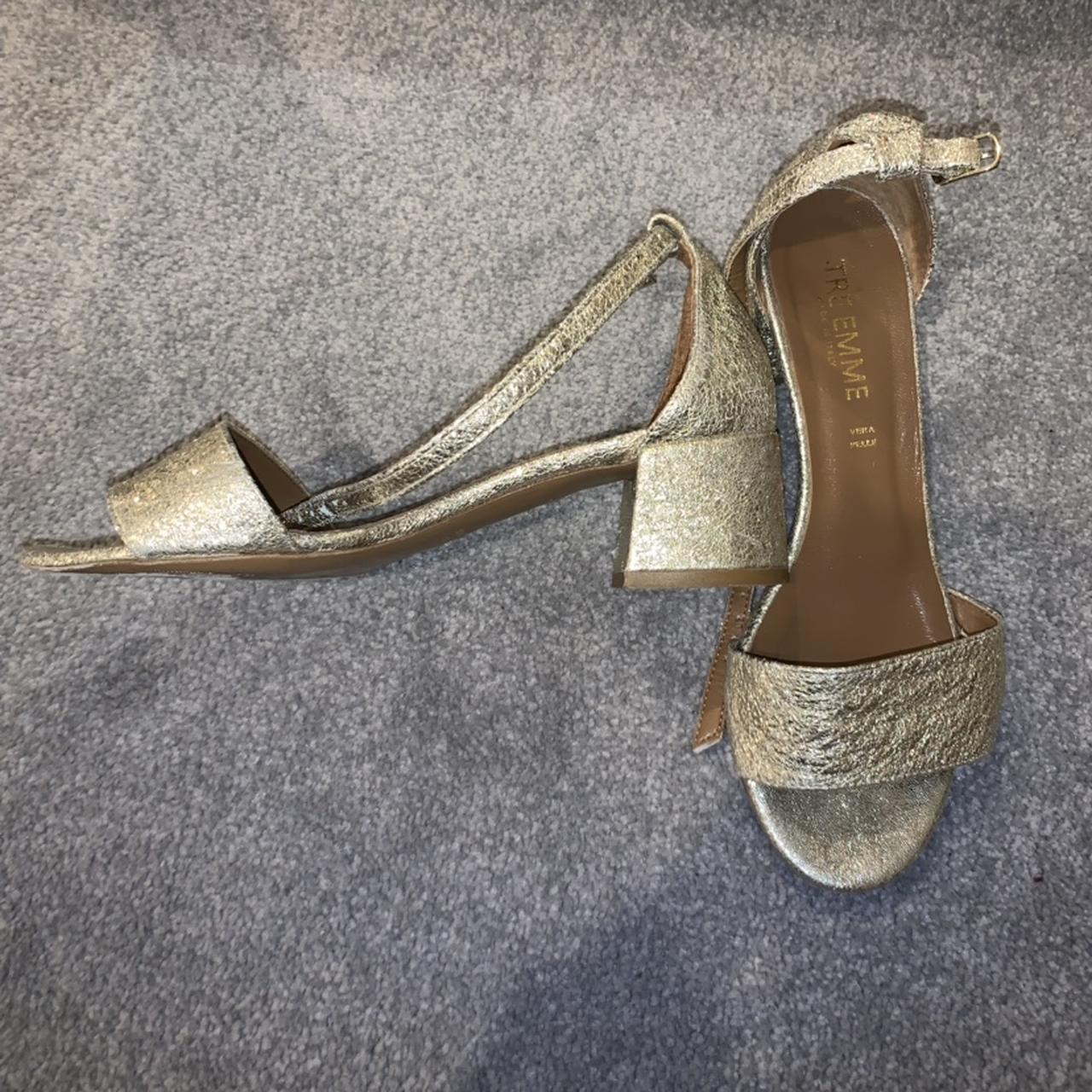 Gold sandals, genuine leather bought in Italy, worn... - Depop