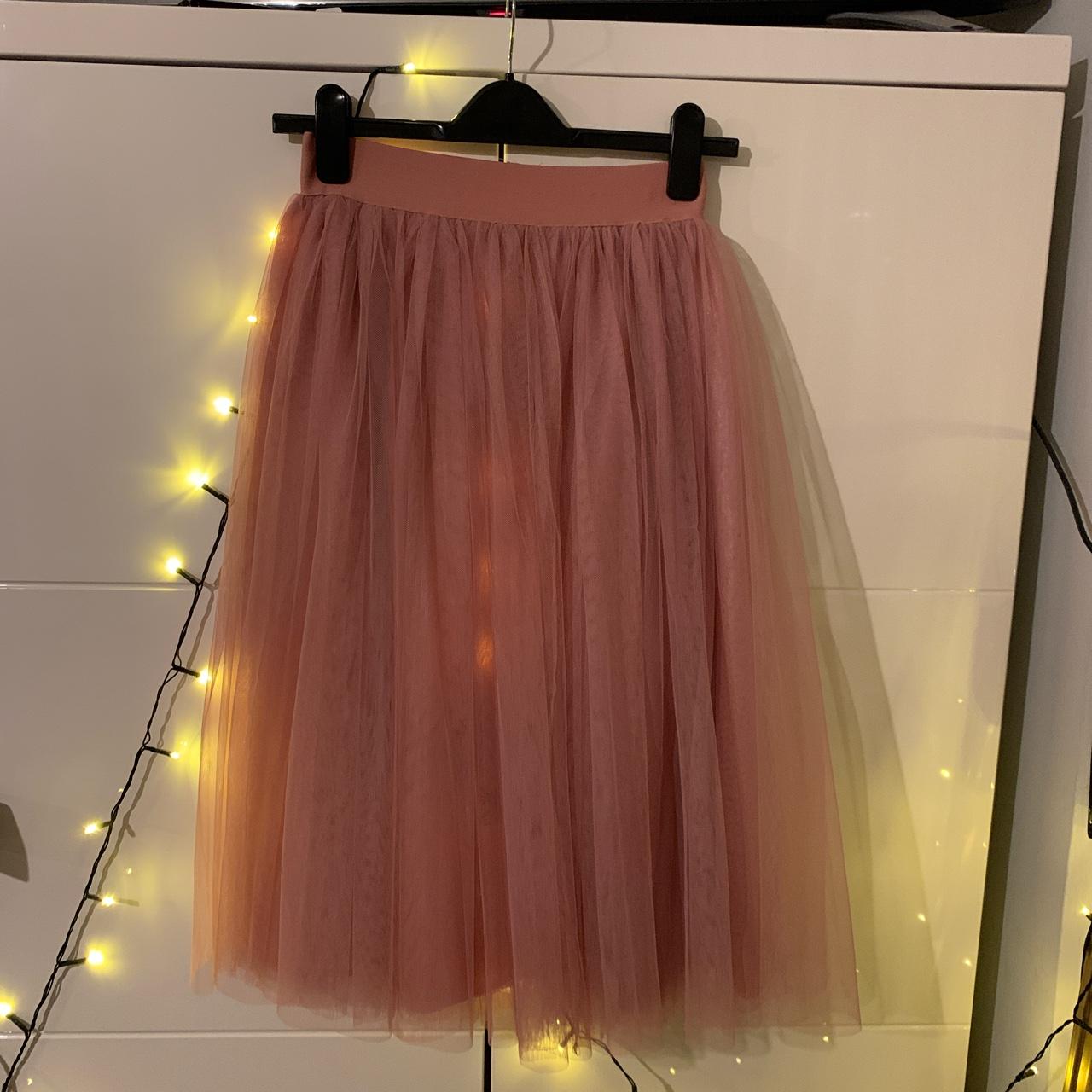 Super soft, blush pink tulle, midi skirt. Size s/m... - Depop