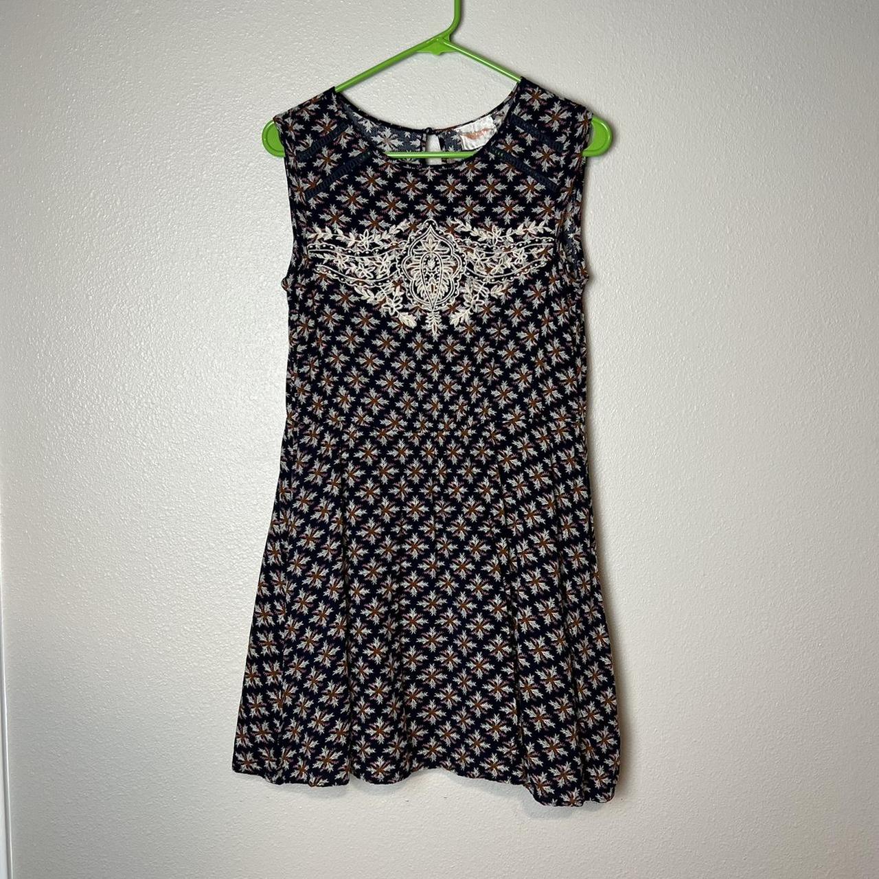 Anthropologie Women's Navy Dress | Depop