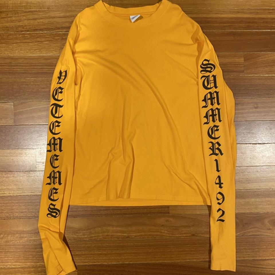 2017 Vetememes orange long sleeve Vetements parody... - Depop