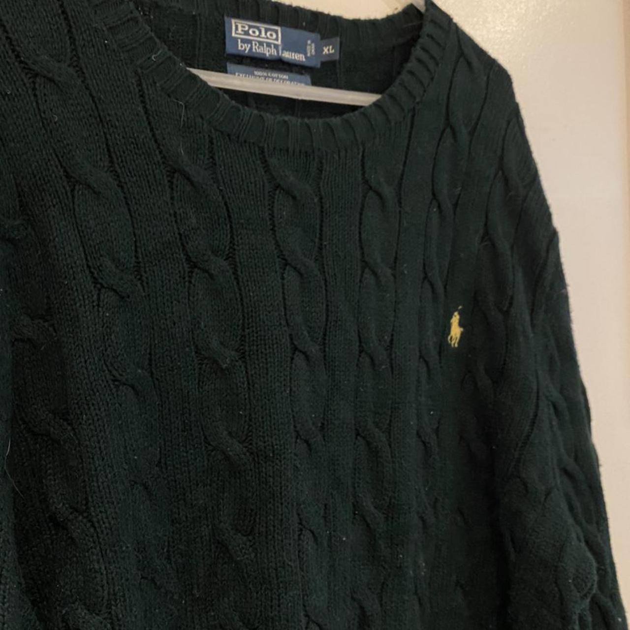 Dark Green Ralph Lauren heavy knitted jumper with... - Depop