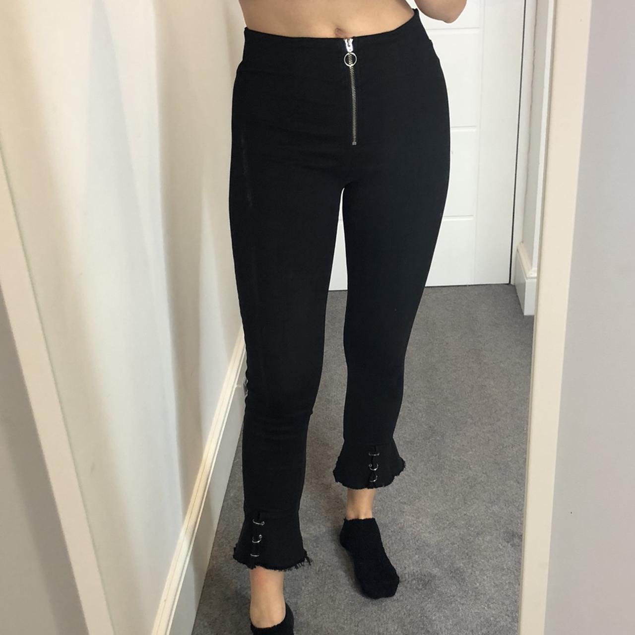 Ladies Zara zip up 3/4 cropped flared flares Depop
