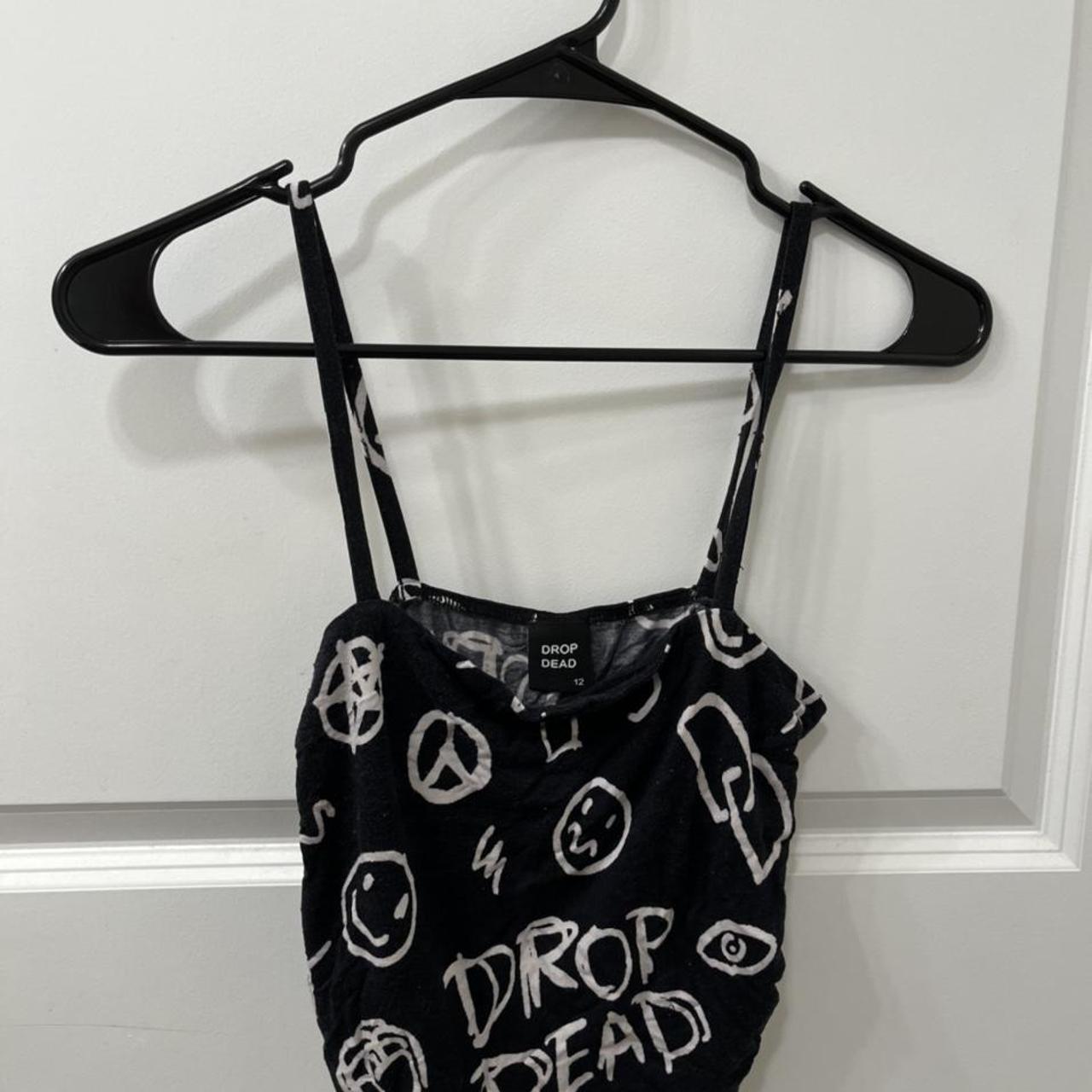 Dropdead Women's Black and White Crop-top