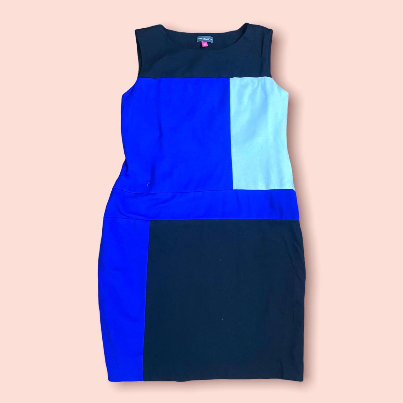 Vince Camuto Women's Black and Blue Dress Depop