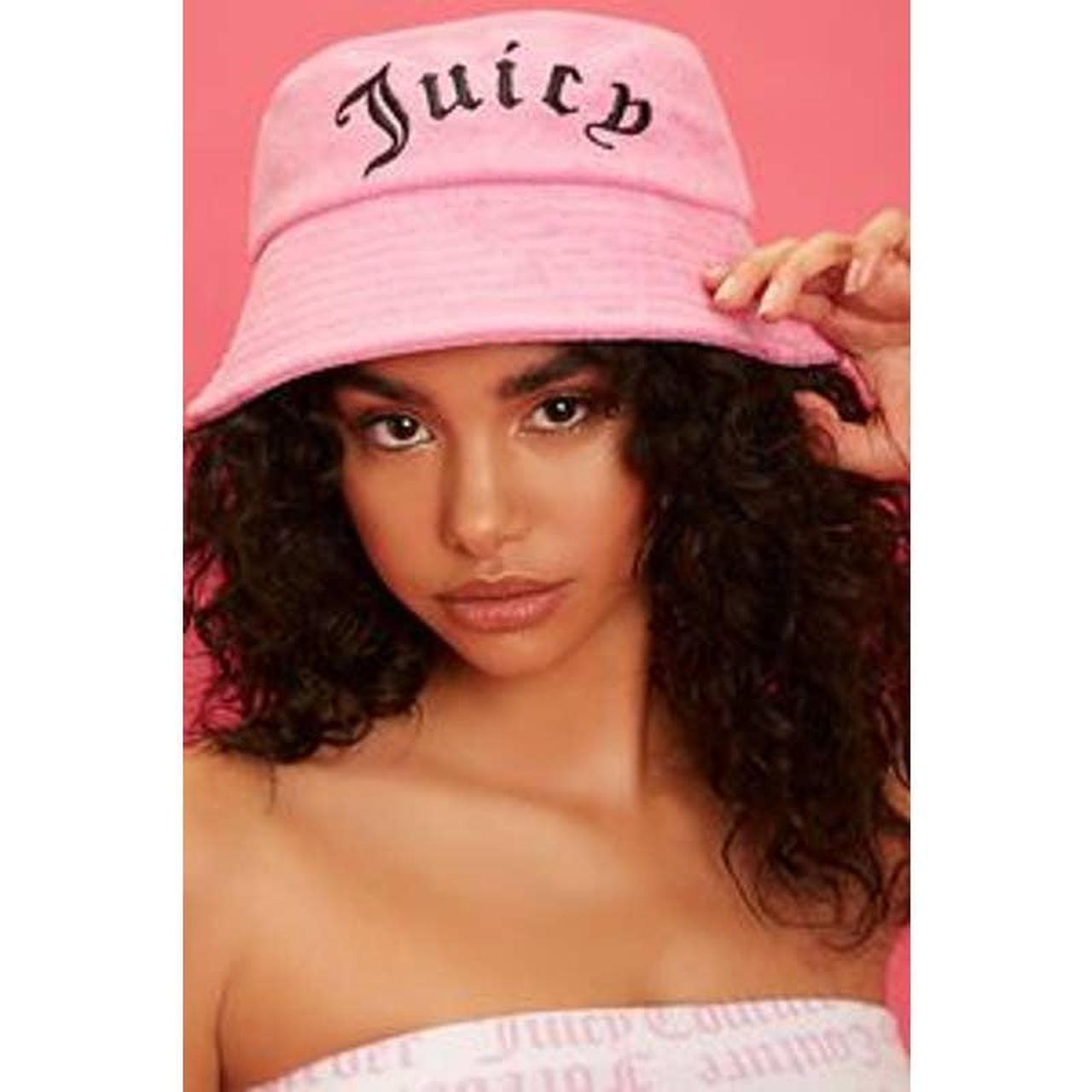 An hot pink terry cloth bucket hat by Juicy Couture... Depop