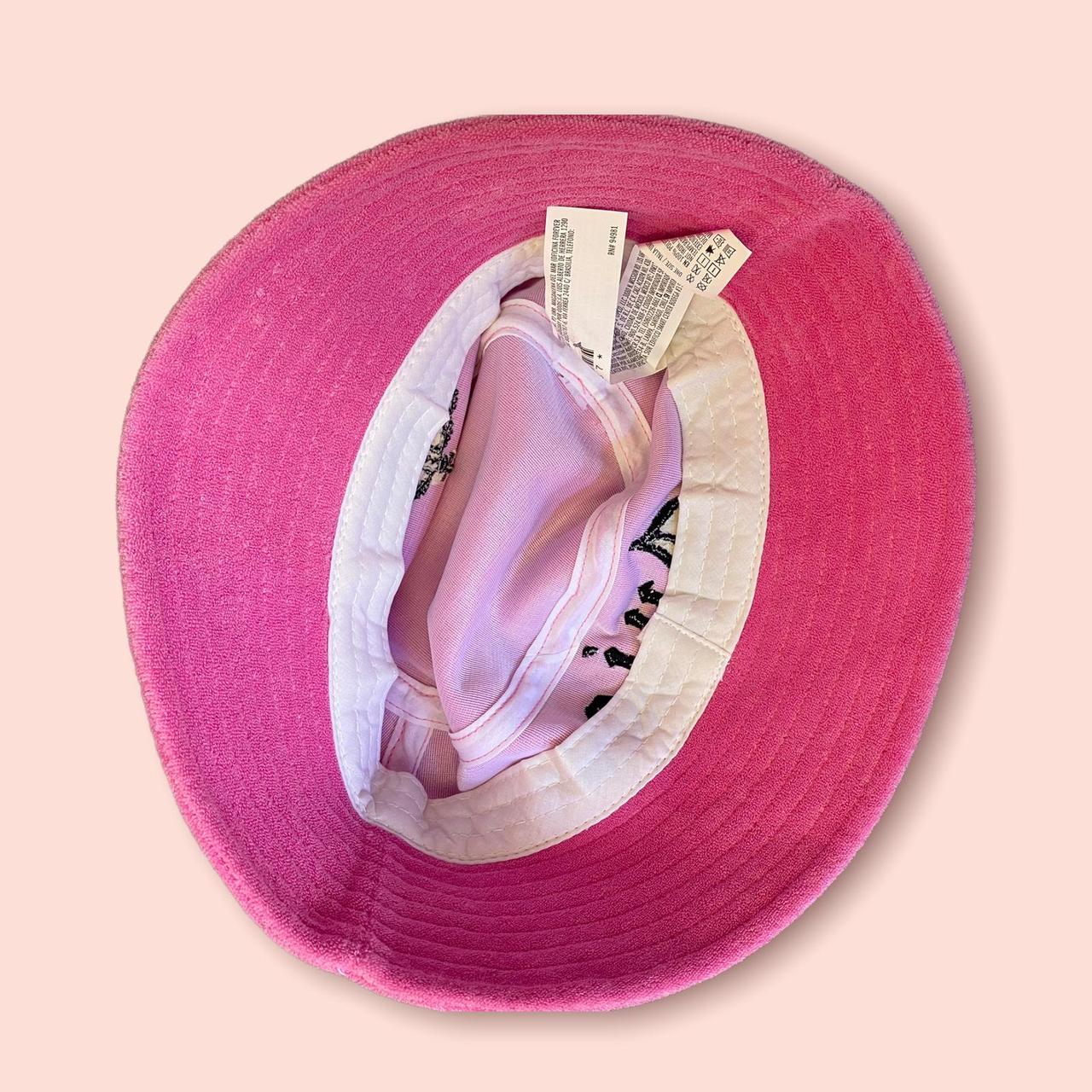An hot pink terry cloth bucket hat by Juicy Couture... Depop