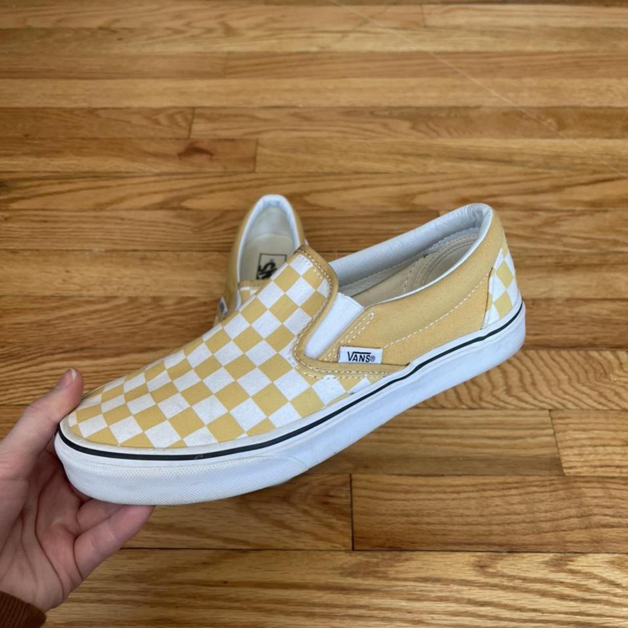 vans checkered slip ons yellow