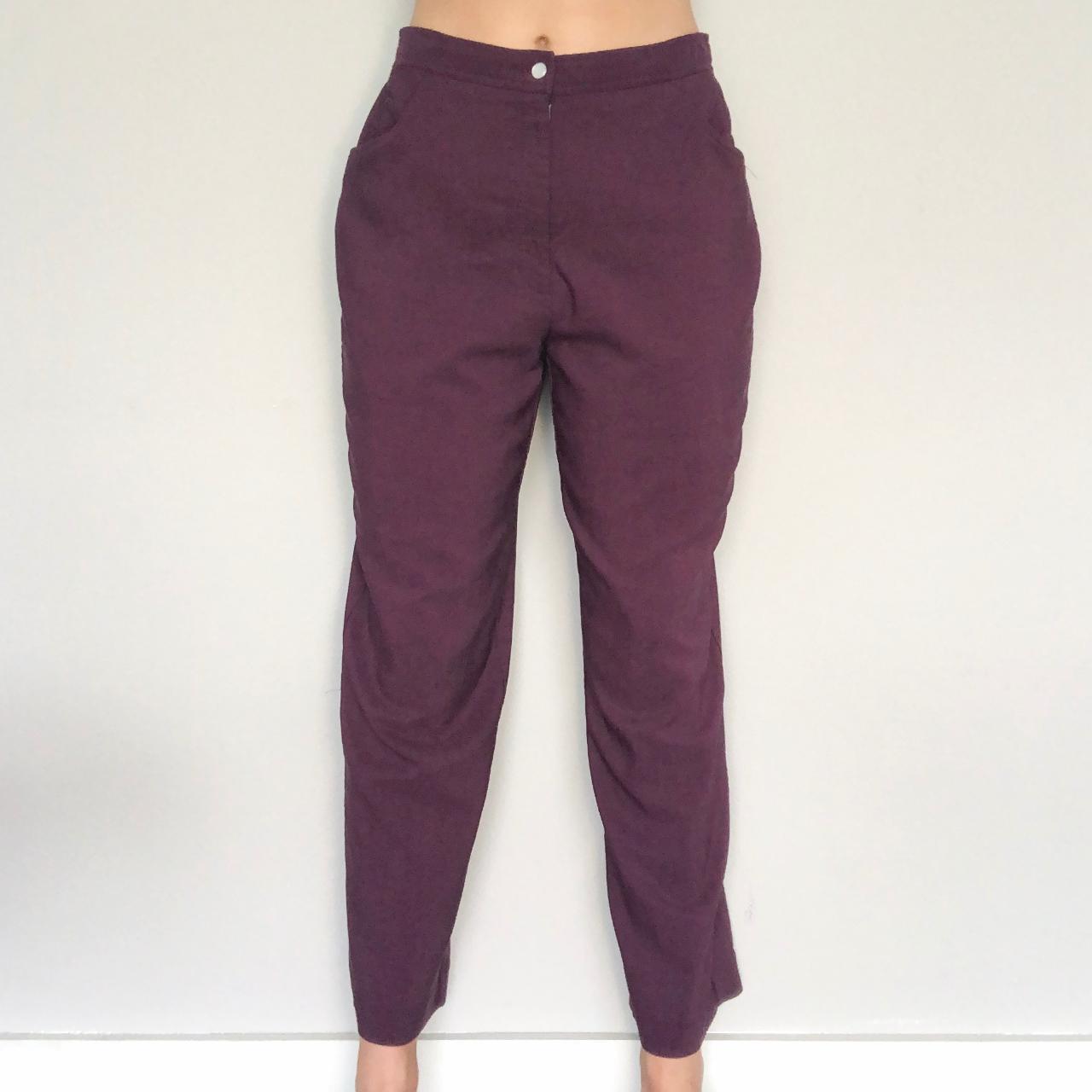 Blair Women's Burgundy and Purple Trousers | Depop