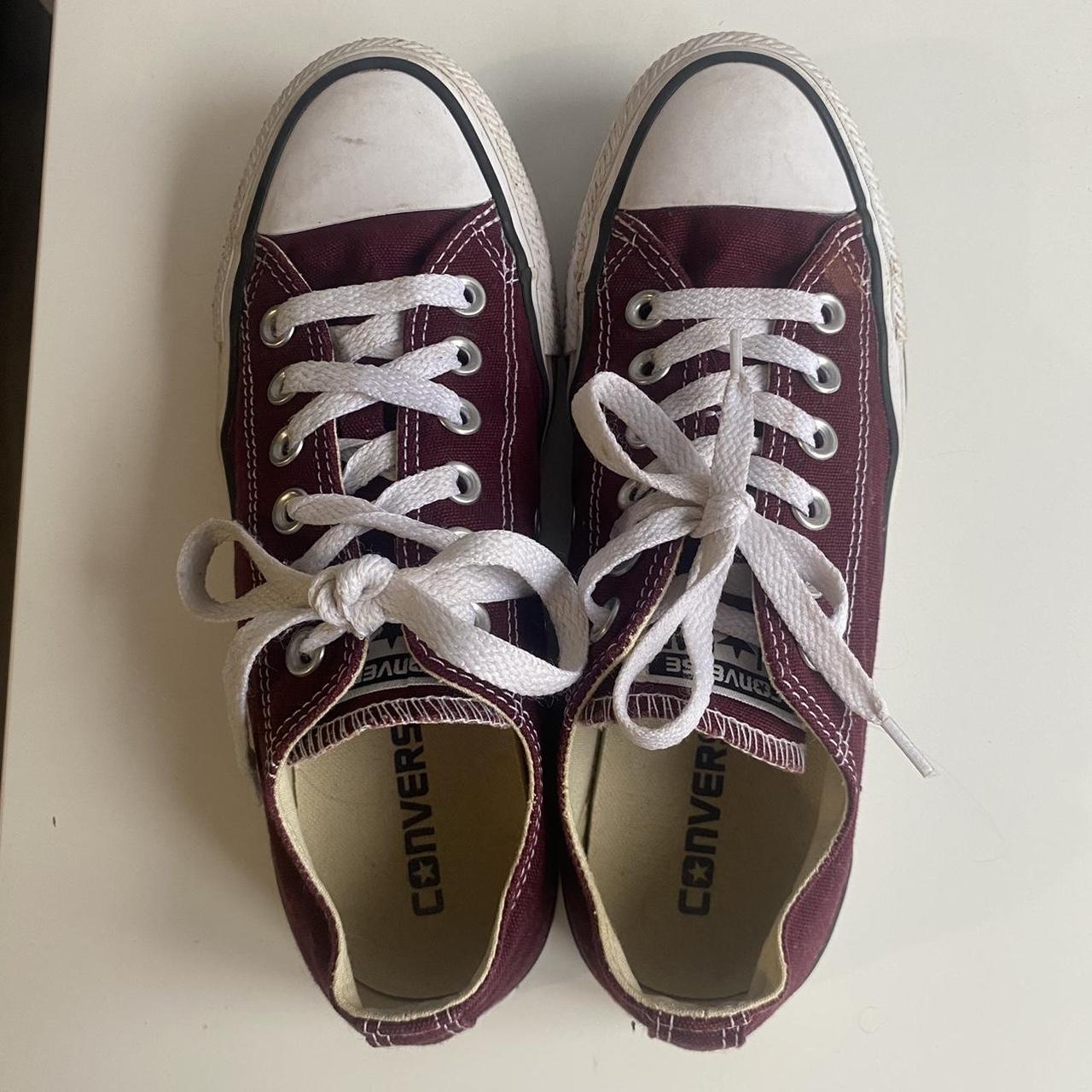 Burgundy/ red low converse. Got these about 8 years... - Depop