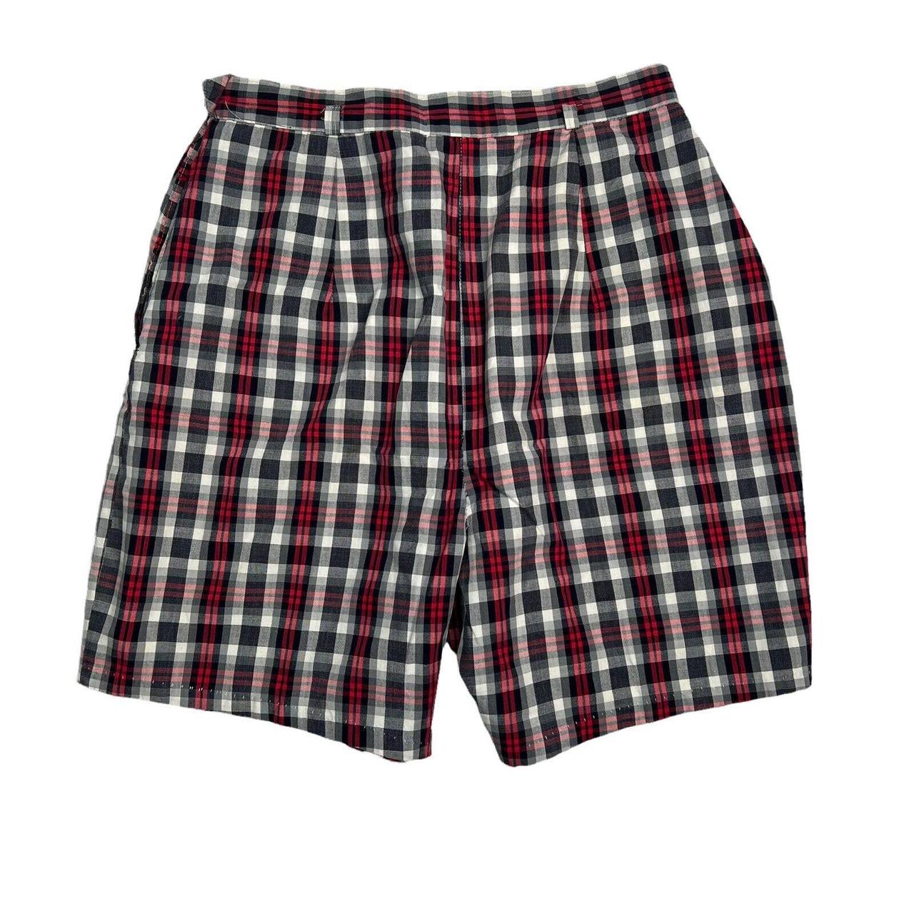 Vintage 60s 70s Plaid Flat Front Swing Golf Shorts... - Depop