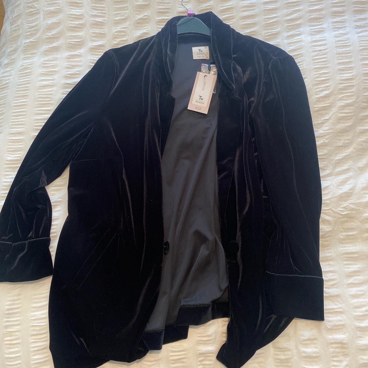 Black velvet petite blazer from Sainsbury’s Size... - Depop