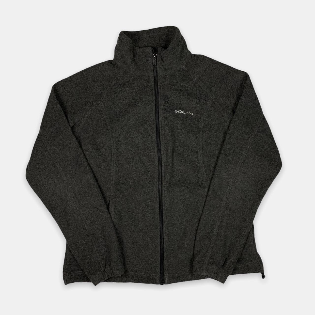 Vintage Columbia grey embroidered fleece jacket,... Depop
