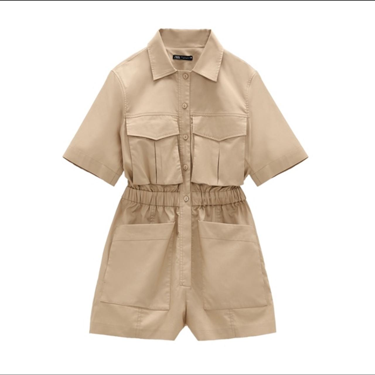 zara beige playsuit