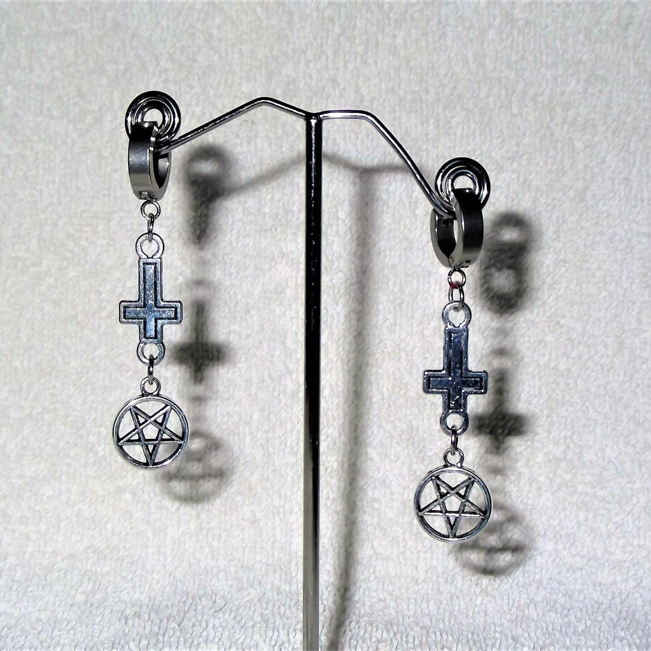 Upside Down Cross Earring - PAIR