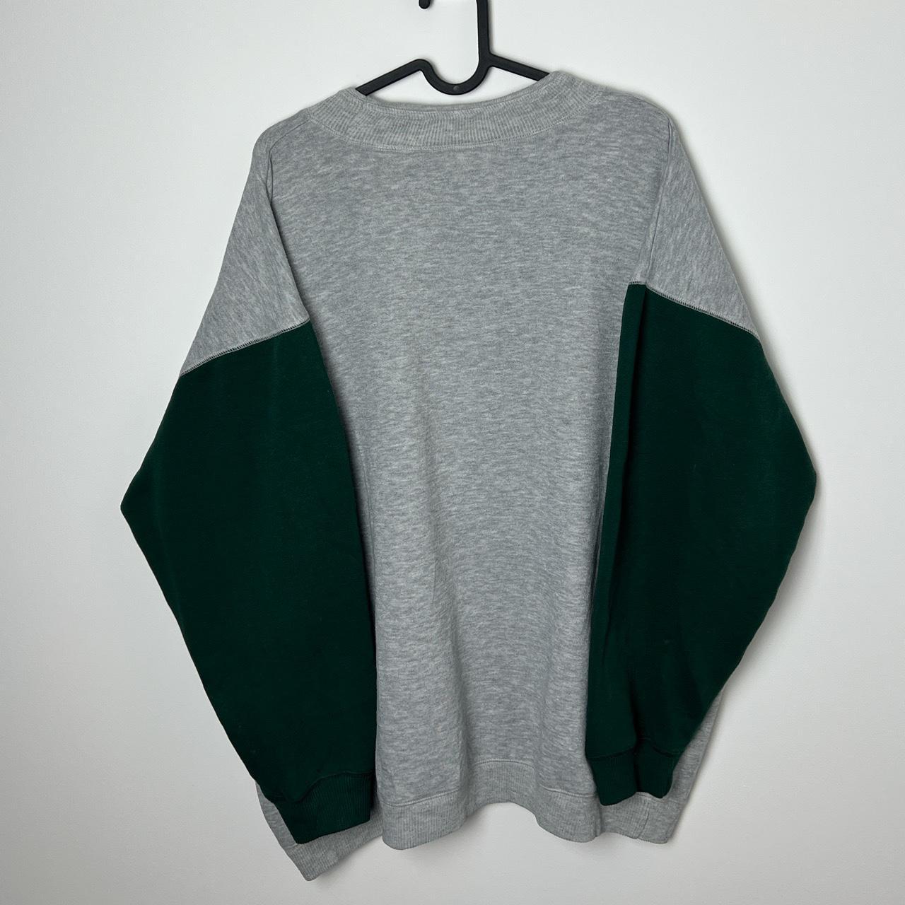 Venezia Jeans grey and green embroidered sweatshirt... - Depop