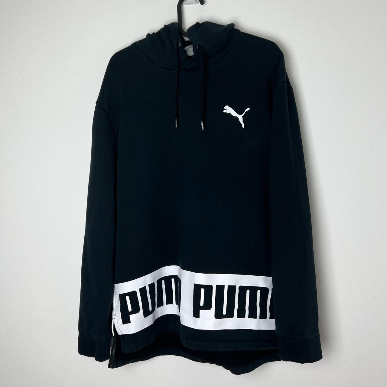 Puma black spell out hoodie printed 503 pit to pit... - Depop