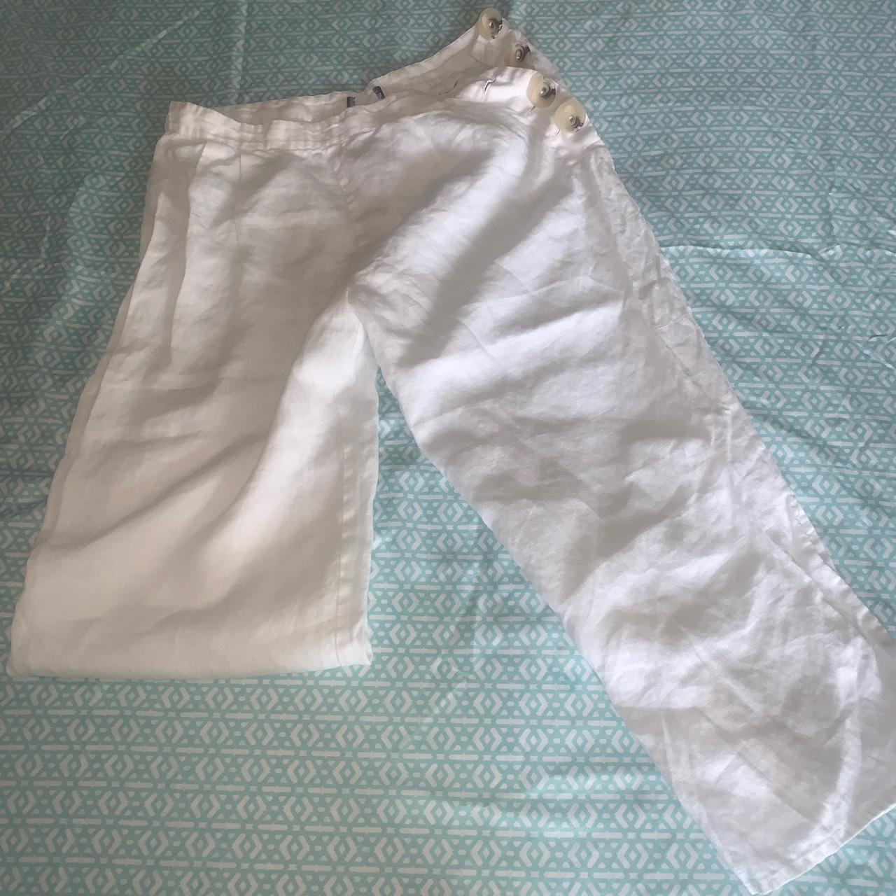 🥛 White Linen Pants 🥛 Wide Leg exposed Pants... - Depop