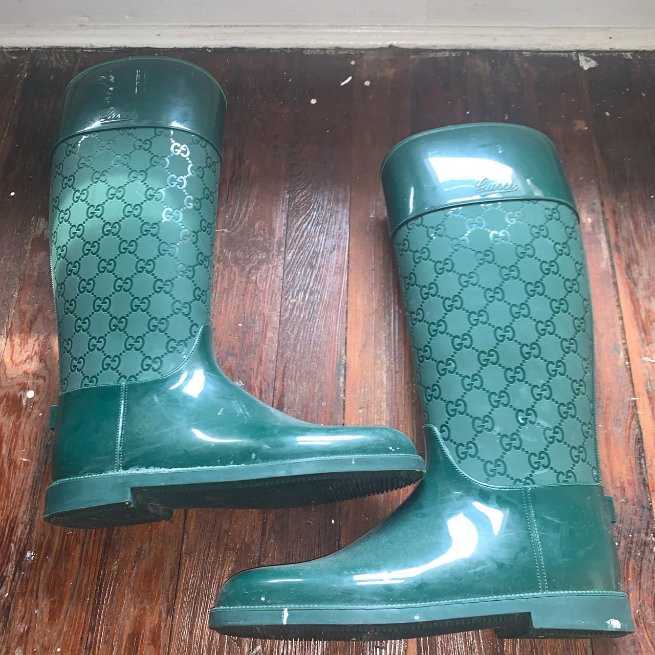 Gucci Hunter green Monogram Rain-boots. Gucci Knee - Depop