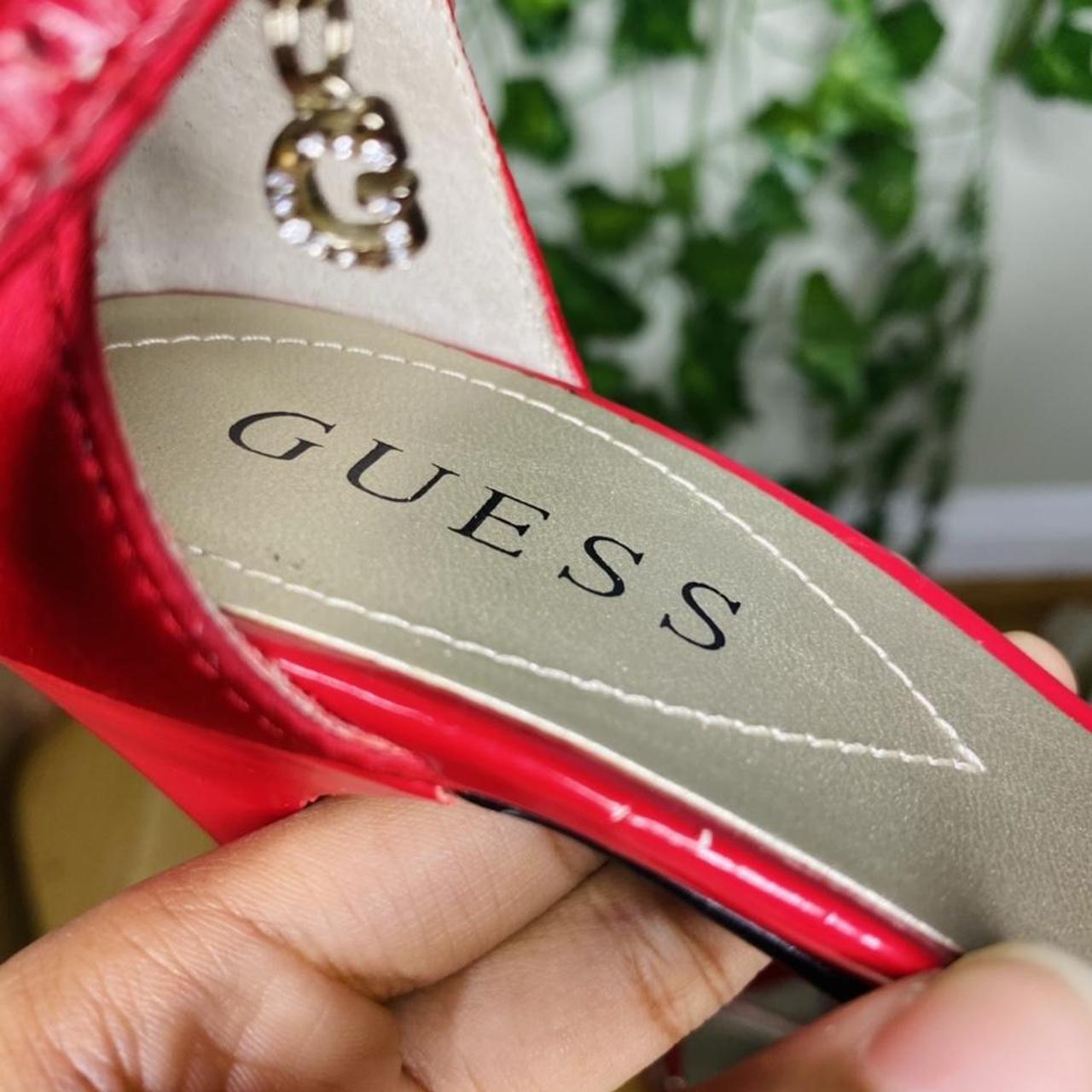 guess red high heels
