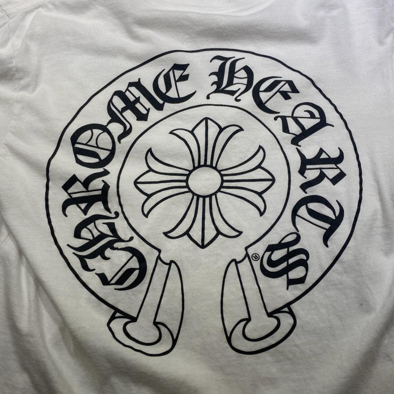CHROME HEARTS white horseshoe logo t-shirt Size:... - Depop