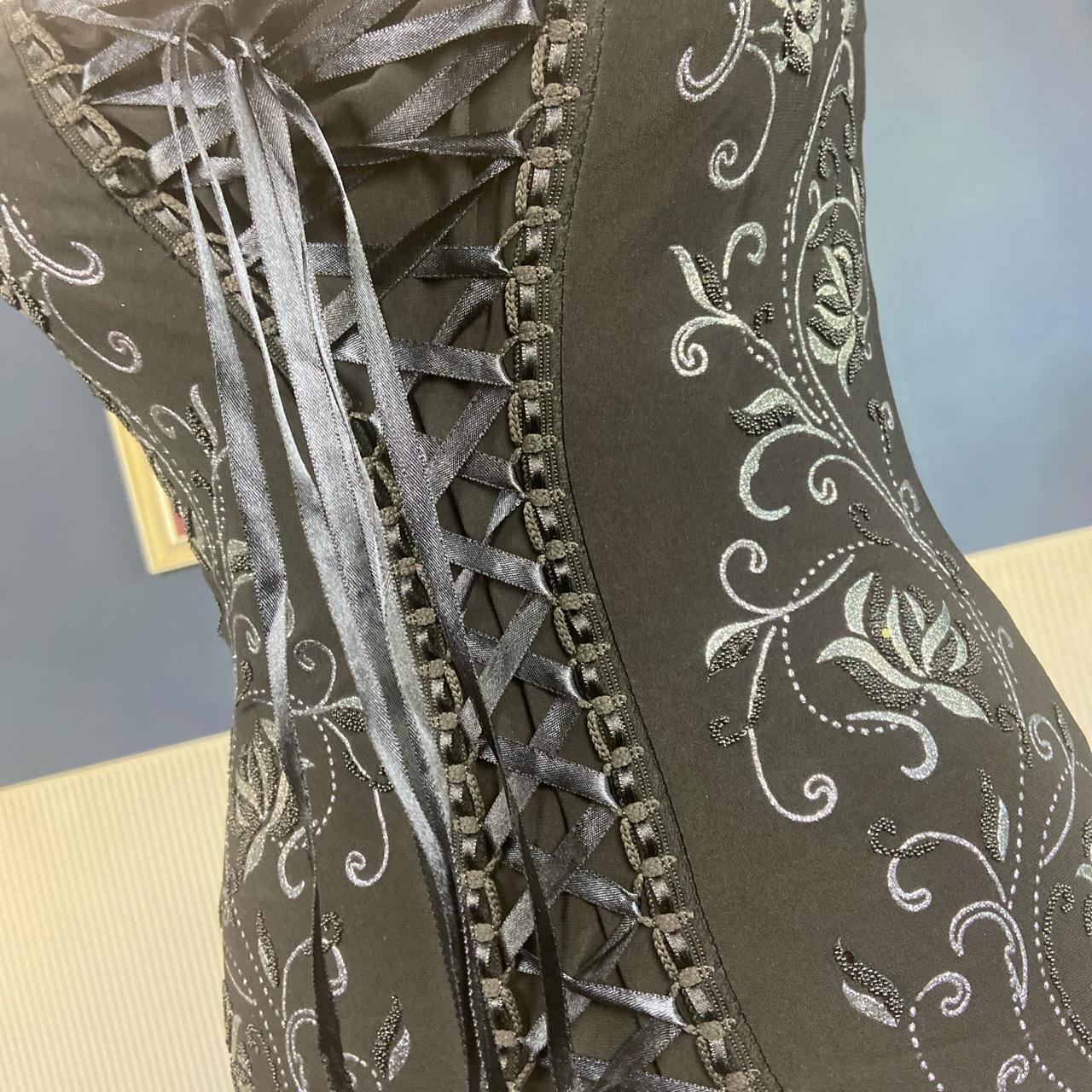 Beautiful glitter embroidered beaded corset lace up... Depop