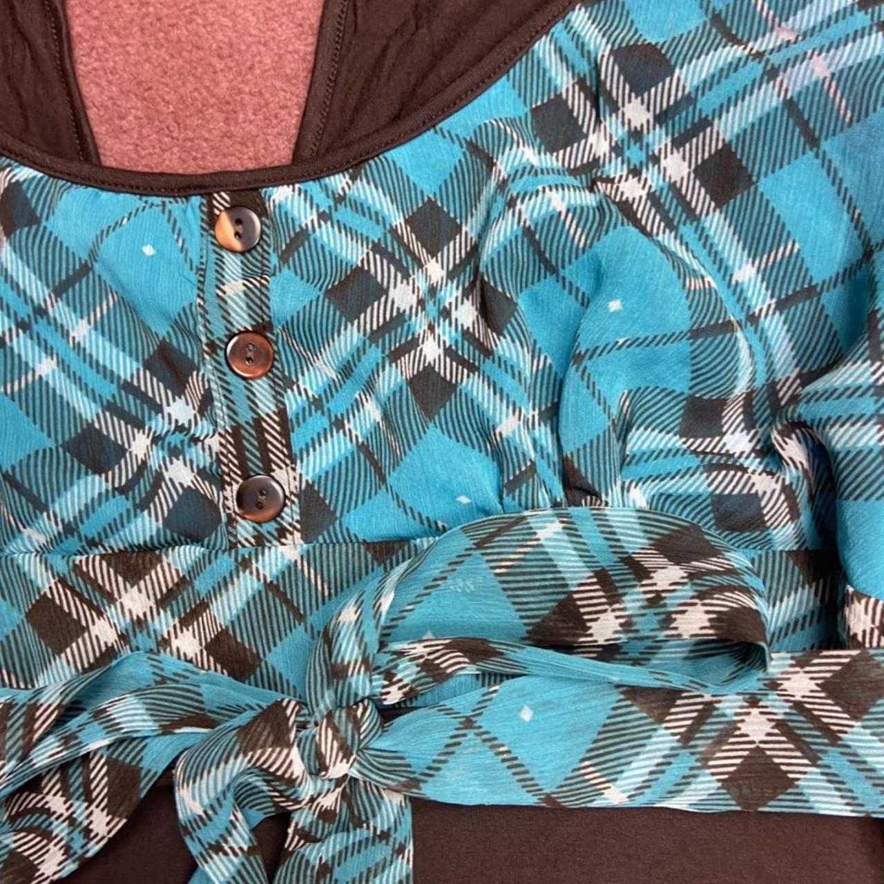 Stunning Brown And Teal Turquoise Plaid Tartan Low Depop   P0 