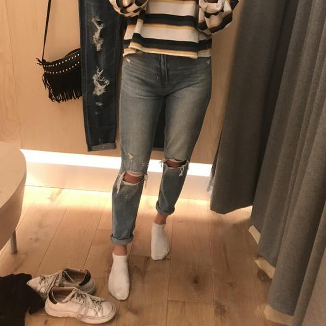 blue ripped mom jeans topshop