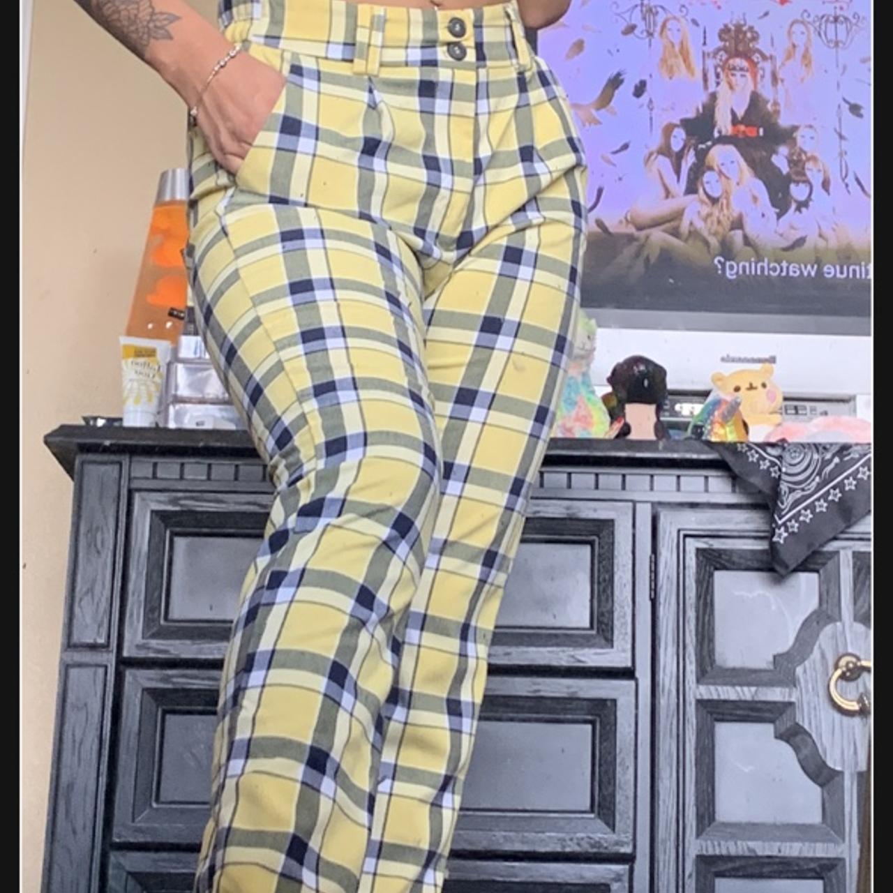 Virmaxy Plaid Graphic Wide Leg Baggy Joggers Pants with Pockets Fashion  Casual Loose Pocket Drawstring Printing Trousers Pajama Pants Yellow XL -  Walmart.com