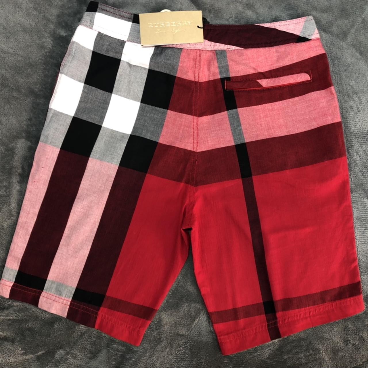 Burberry Men's Red and Grey Shorts | Depop