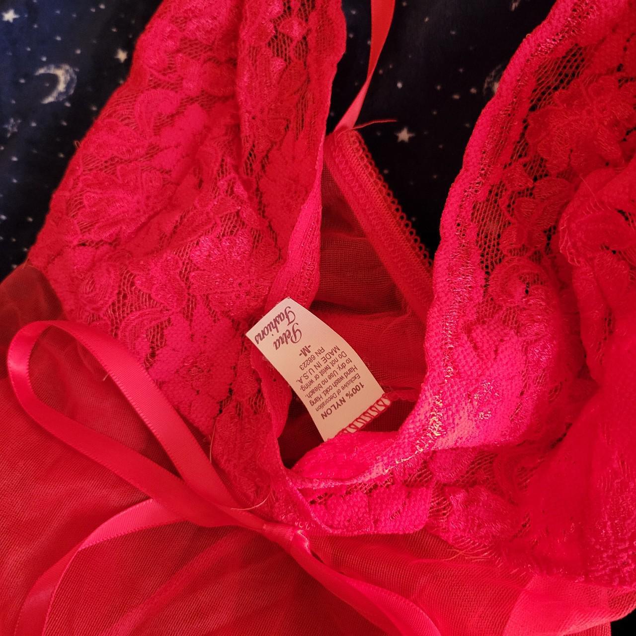 Women's red lingerie set, see through top &... - Depop