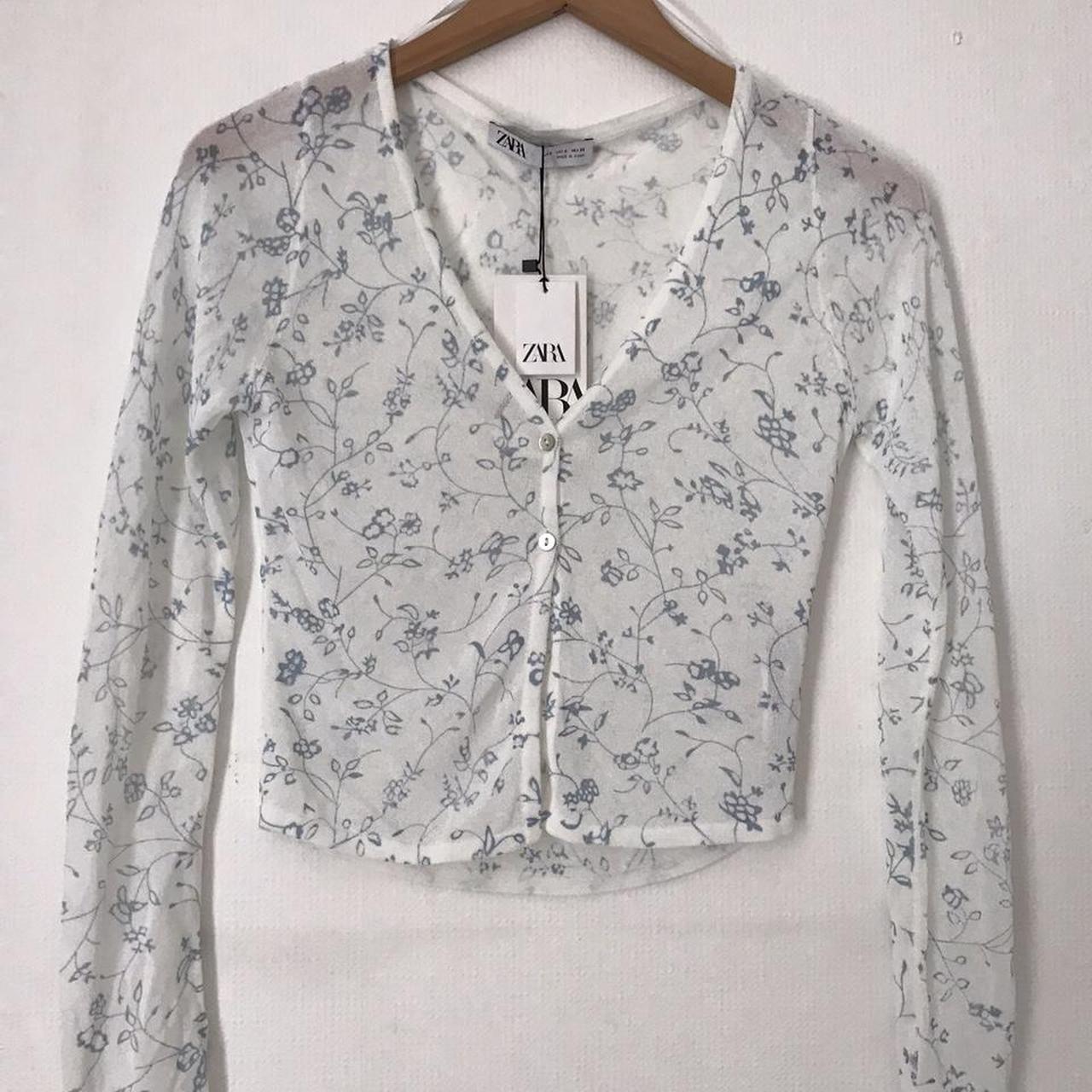 Zara floral print cropped cardigan brand new with... - Depop