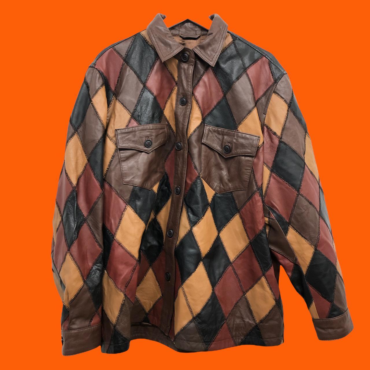 patchwork leather coat