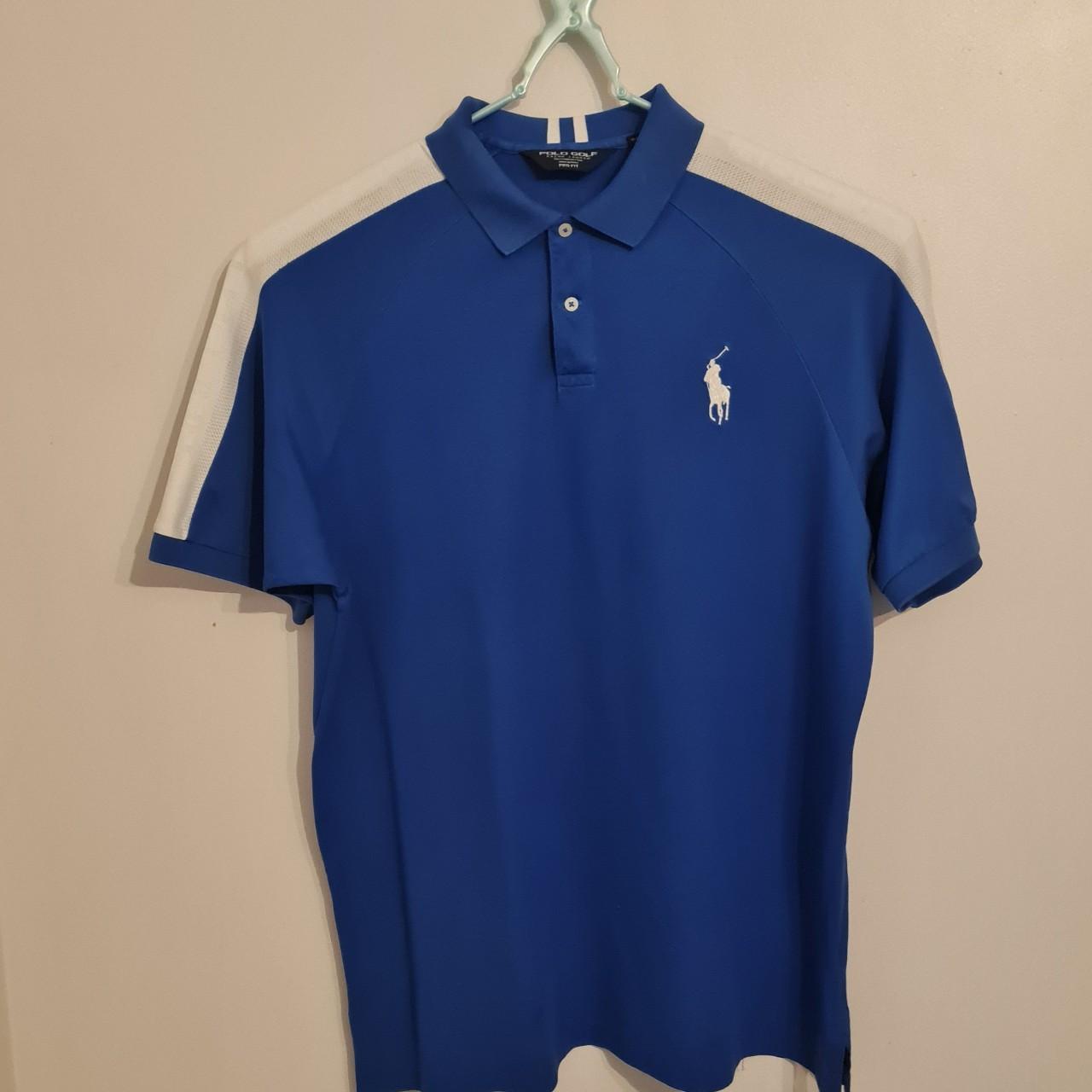 Vintage Ralph lauren polo golf blue and white polo... - Depop