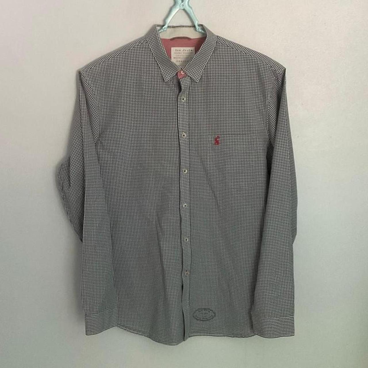 Joules men's black and white checkered long sleeve... Depop