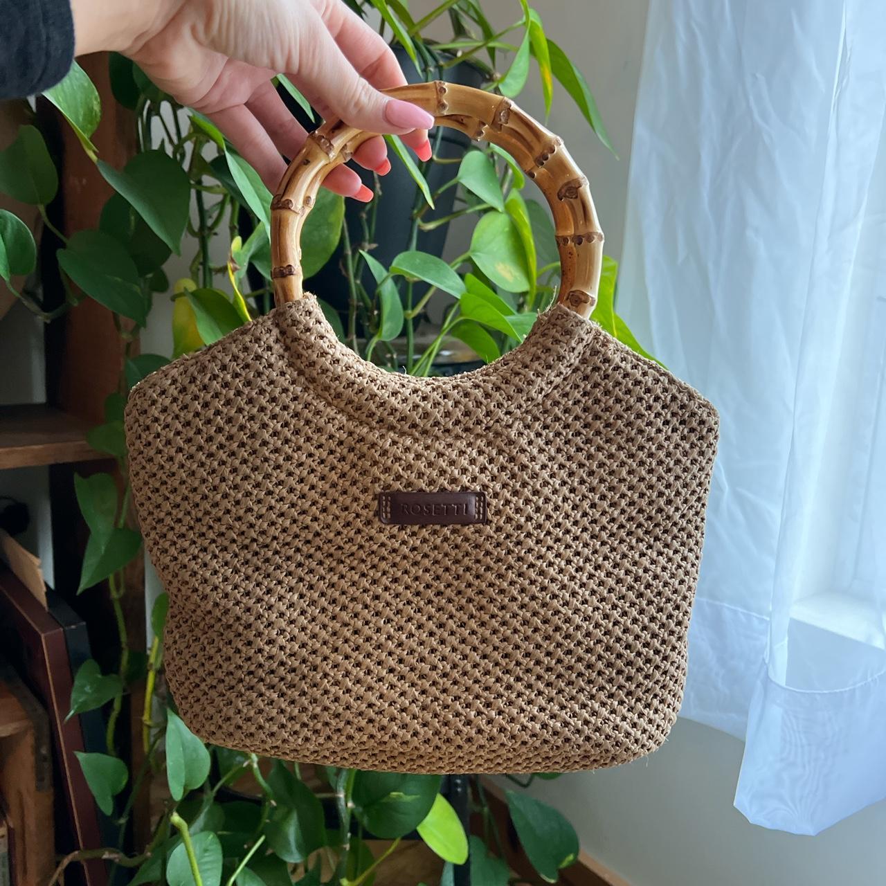 y2k rosetti woven purse with wooden handles sooo Depop