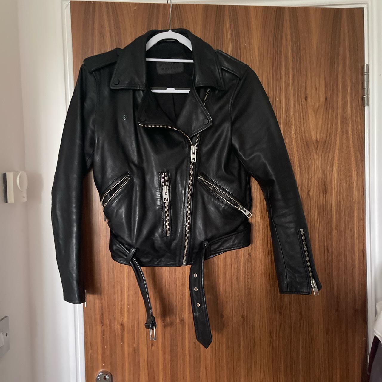 all saints leather jacket size 10