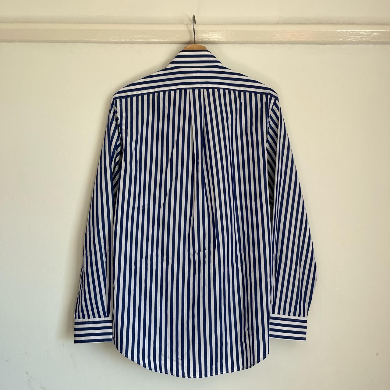 Ralph Lauren blue and white striped shirt with blue... - Depop