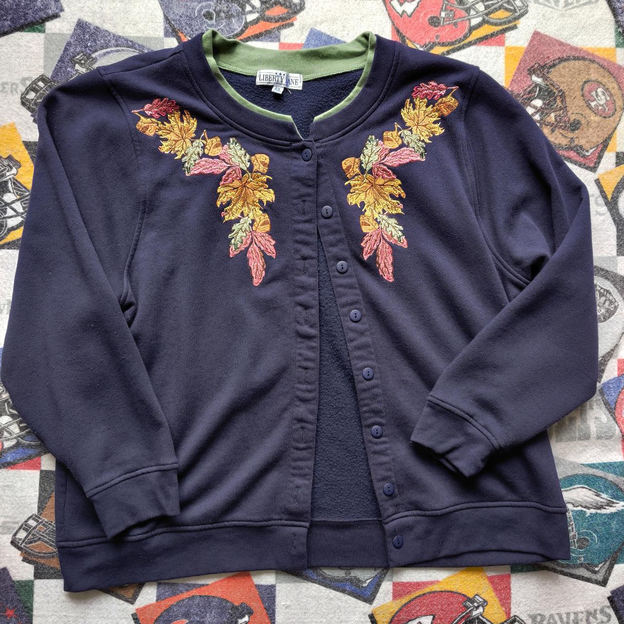 Product Image 1 - Vintage 90's Embroidered Leaves Cardigan