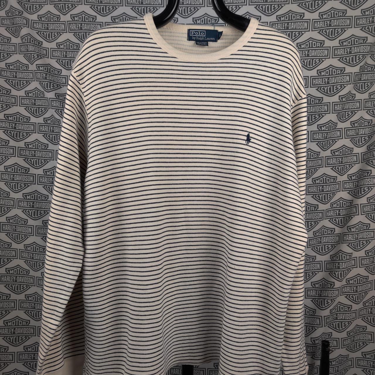 Polo Ralph Lauren Men's Cream and Navy Jumper | Depop