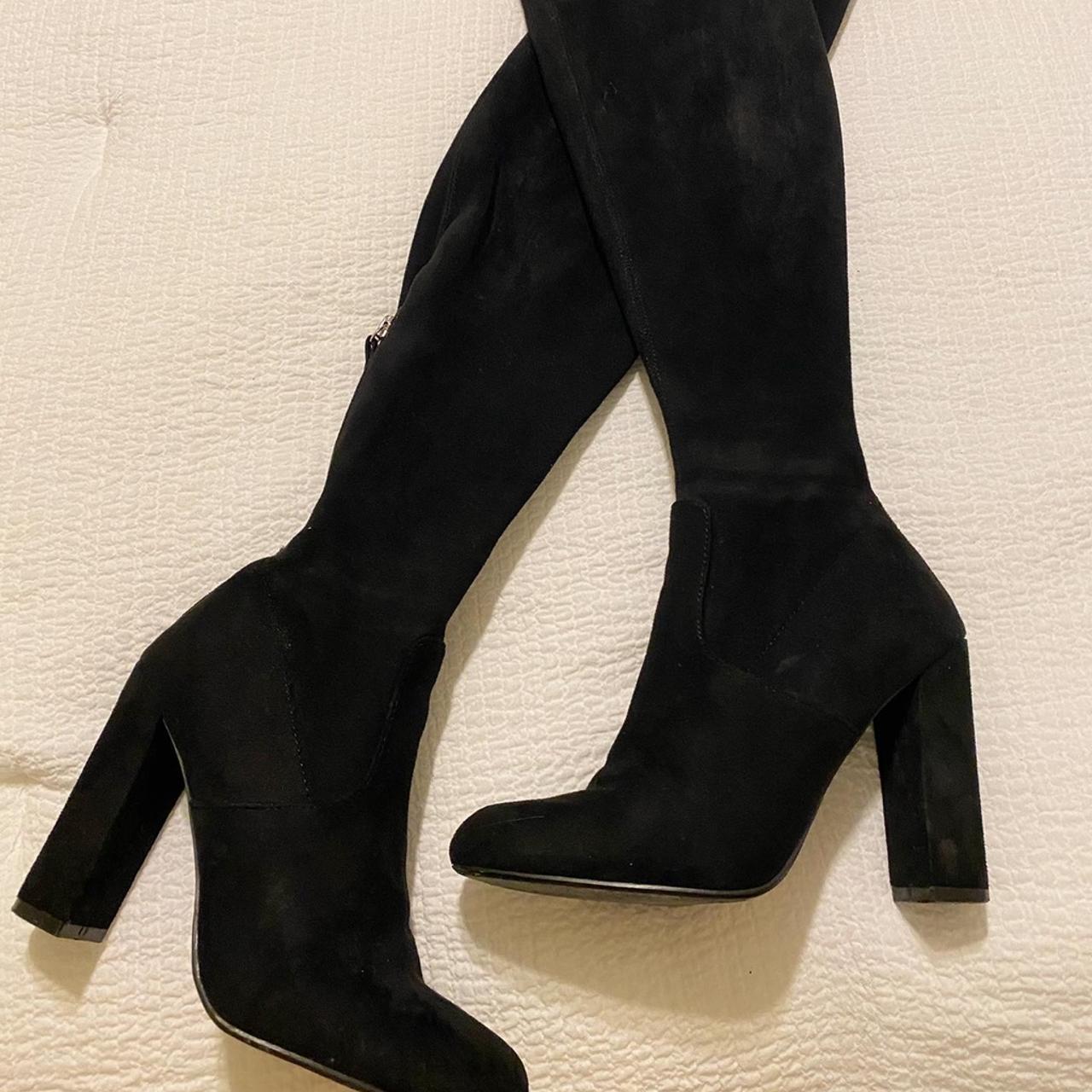 STEVE MADDEN THIGH HIGH SUEDE BOOTS MODERTELY WORN... - Depop