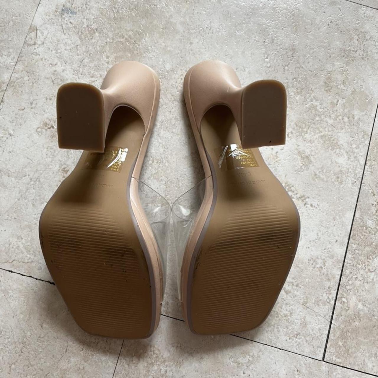 Tan and clear Steve Madden heels in perfect... - Depop