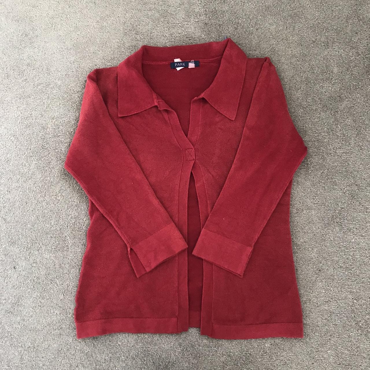 red cardigan • super cute w a bralette and low rise... - Depop