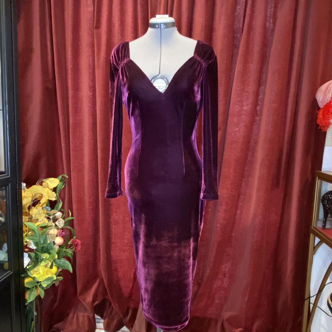 Zoe Vine London eggplant velvet midi pencil... Depop