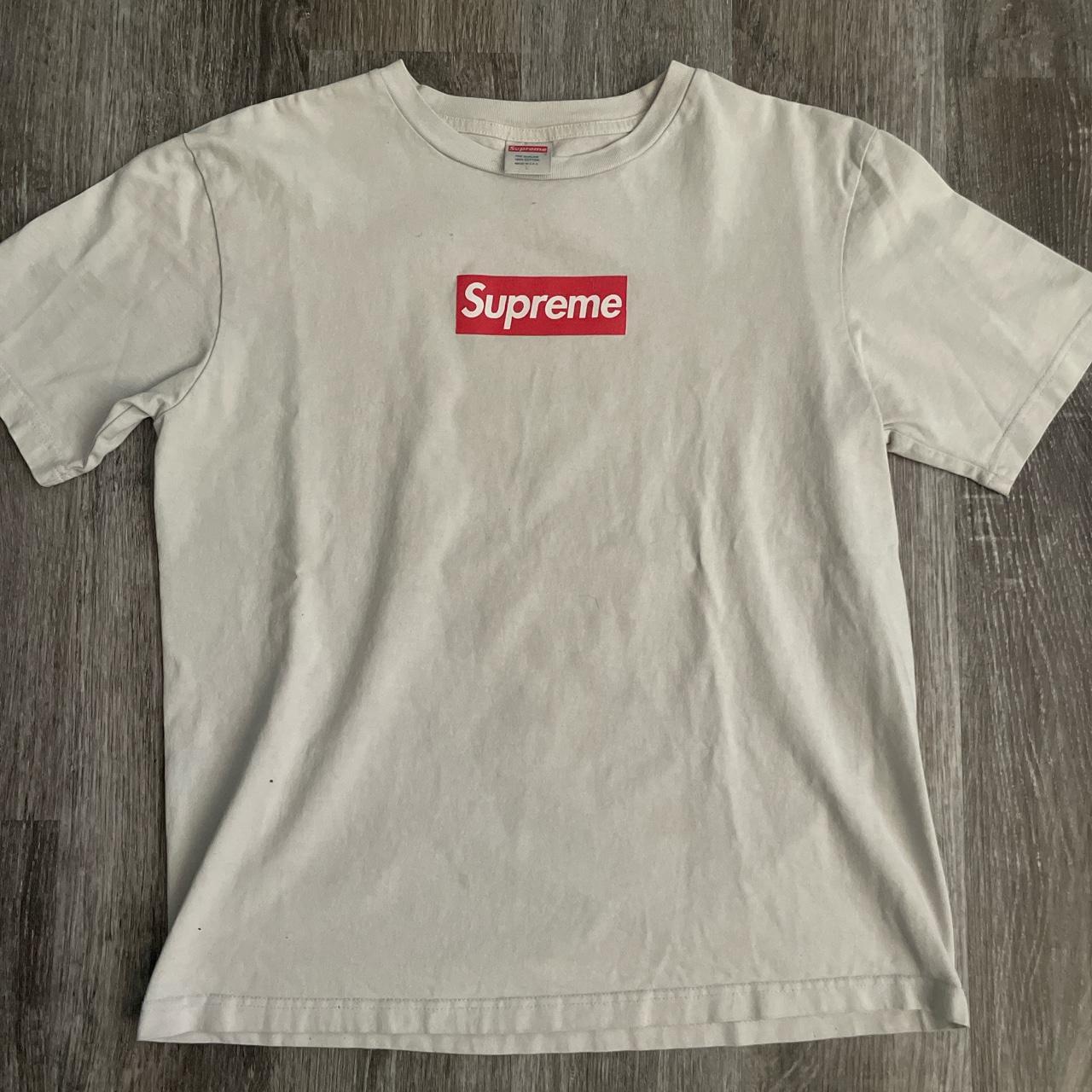 Supreme white red box logo online tee