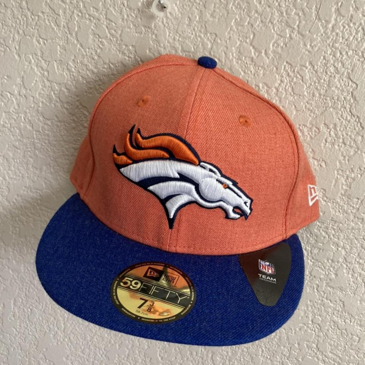 men's white and orange hat Denver Broncos New Era - Depop