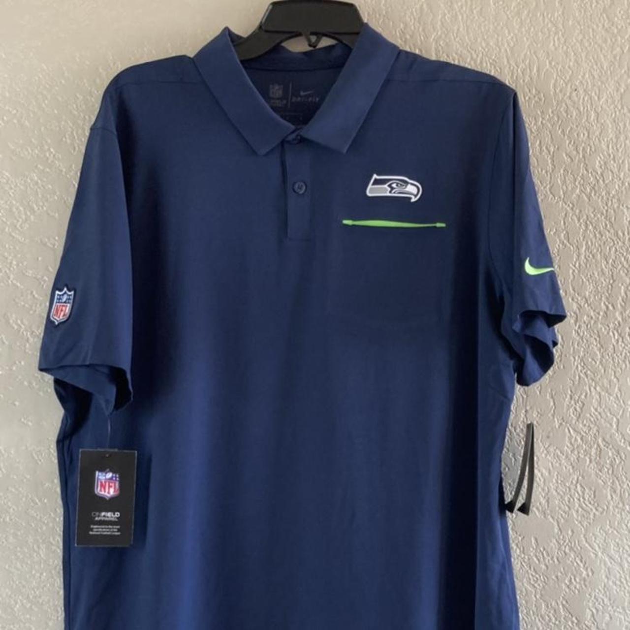 NFL Seattle Seahawks Polo Shirt - SIZE XL - Blue - Depop