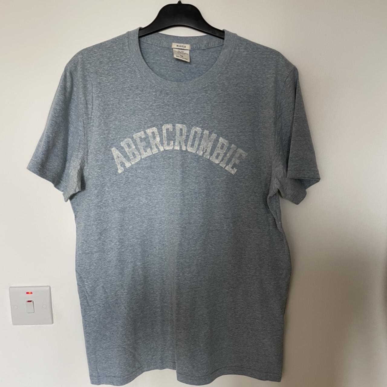 Light blue Abercrombie and Fitch t shirt with white... - Depop