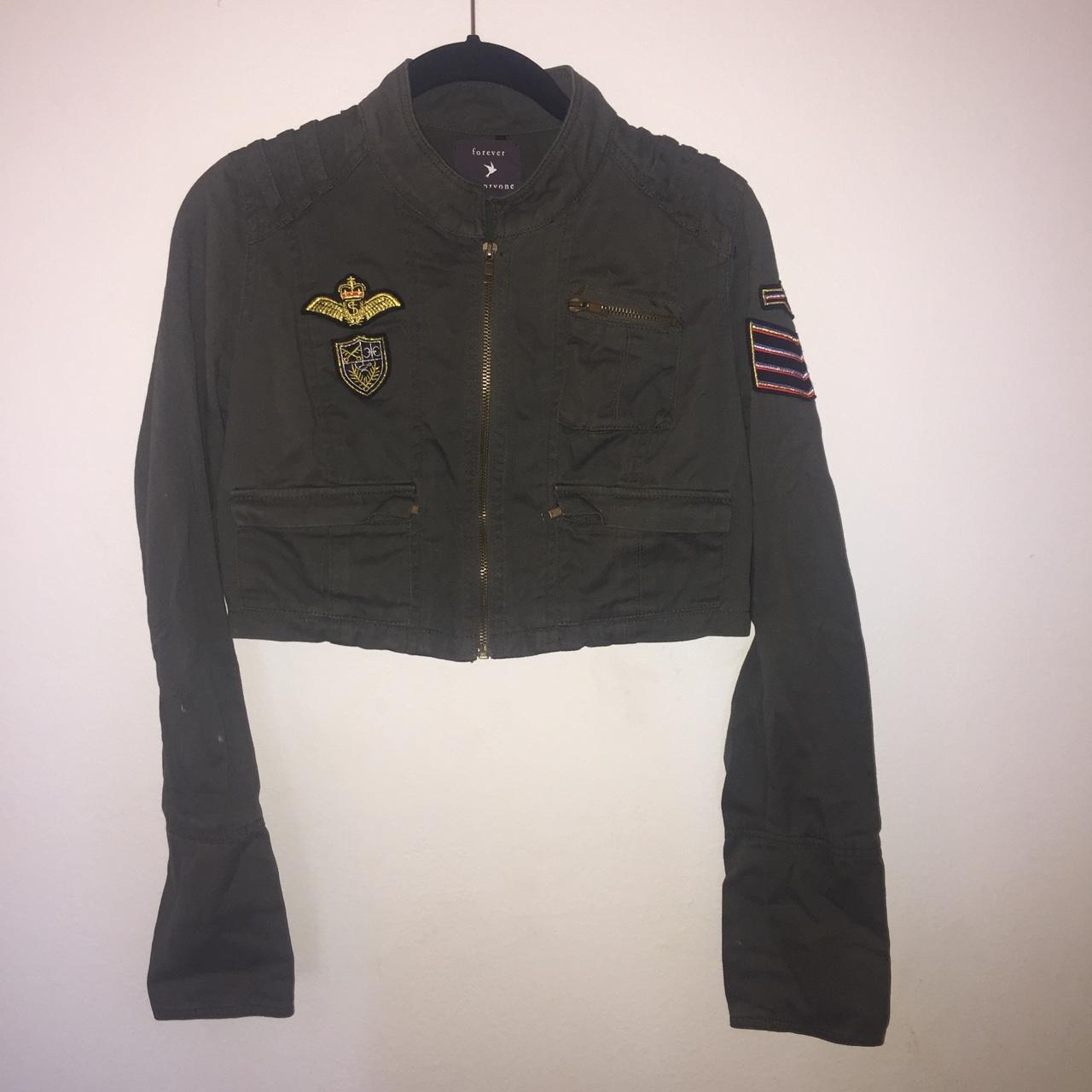 Forever 21 army cropped jacket. Comes with cool... Depop