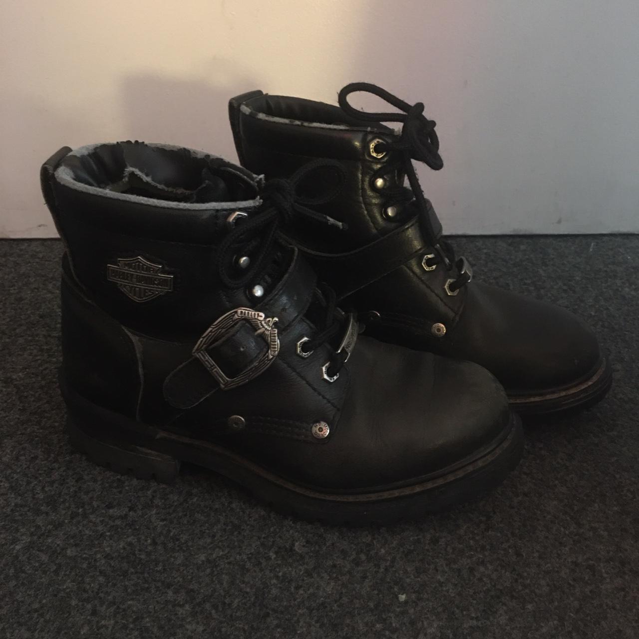 Harley Davidson boots with laces and a buckle!... - Depop