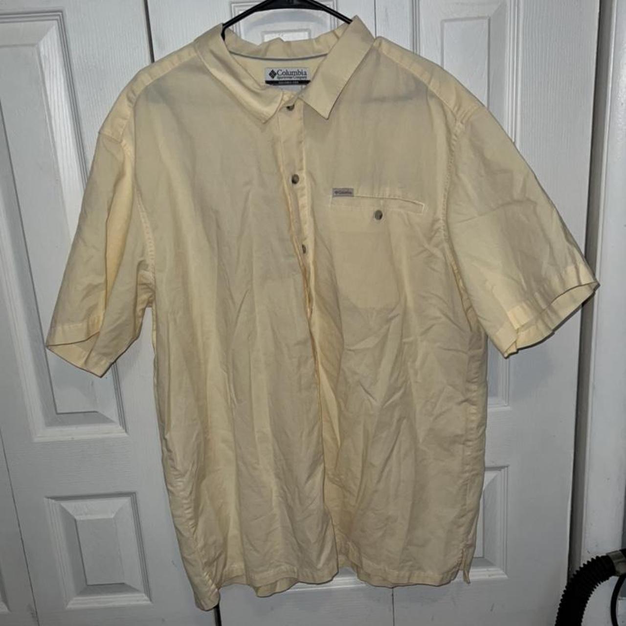 Columbia Mens Button Down Shirt Yellow XXL Preloved... - Depop